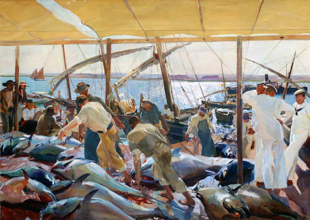 Ayamonte (1919). Pesca del atún. Uno de los lienzos más conocidos de su serie Visión de España.